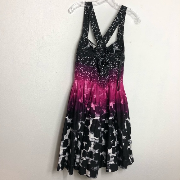 Calvin Klein X Back Fit Flare Black Pink Dress 10 - Picture 2 of 7